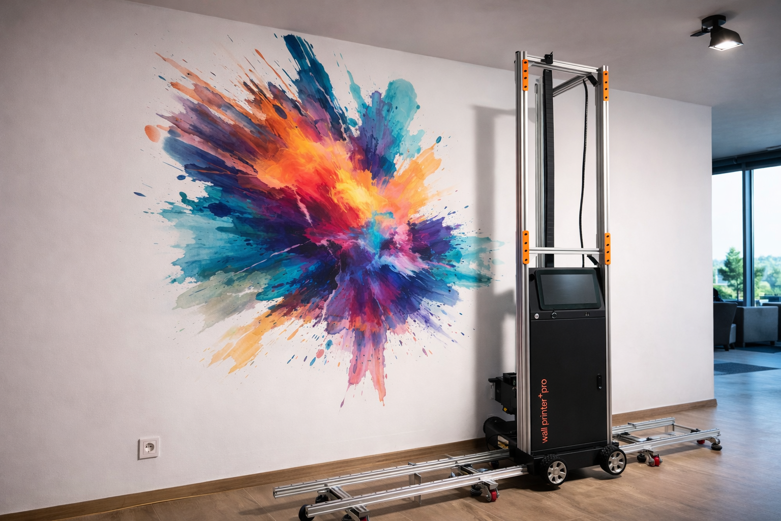 Drukarka ścienna UV drukująca kolorową grafikę bezpośrednio na ścianie